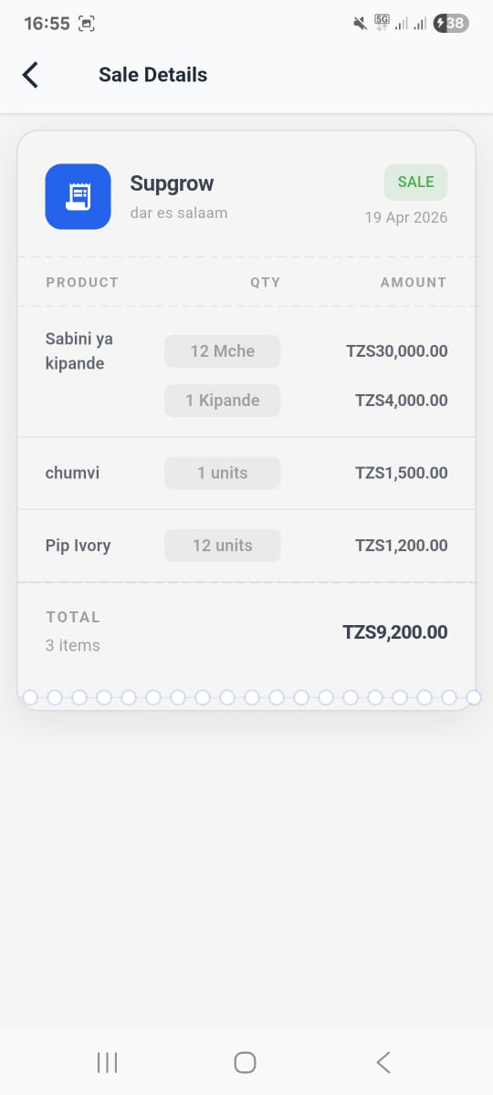 Supagrow receipt
